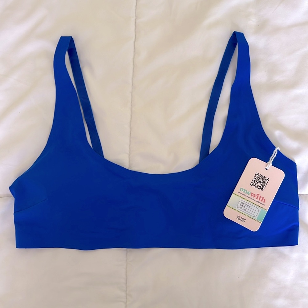 NWT Blue Edgeless Women's Swim Top